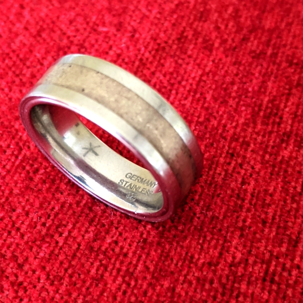 🇩🇪 GERMAN SS & 925 STERLING SILVER INLAY FLAT MAN'S BAND